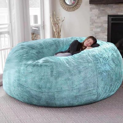 7ft Giant Fur Bean Bag Cover for Adult,Ultra Soft Memory Bean Bag Chair Cover,Zipper Storage Bean Bag Cover(No Filler)