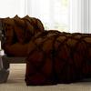 5 Piece Cross Diamond Ruffle Duvet Cover with Zipper & Corner Ties 1000 Thread Count 100% Egyptian Cotton Premium Hotel Class Decorative Bedding Luxurious Quality (Super King 108" x 98", Chocolate) view 1
