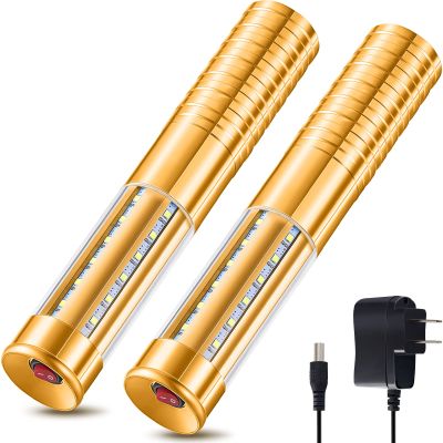Civaner 2 Pcs Upgrade Bottle Service Lights LED Strobe Baton Bottle Girl Lights Rechargeable Handheld Flashing Club Signs for Birthday Wedding Party (Gold,White Light)