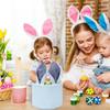 Easter Basket Seersucker Egg Hunt Bunny Baskets for Kids with Cute Rabbit Ears Stripe Storage Gifts Candies Personalized Easter Party Gifts view 4