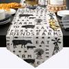 ARTSHOWING Farm Animals Table Runner 13x120inch, Washable Dresser Scarf Table Decoration for Home Kitchen Dining Holiday Wedding Party Decor, Easy to Clean - Cow Pig Chicken Silhouettes with Words view 1