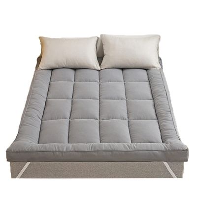 Twin Mattress Topper Extra Thick Pillowtop Cooling Mattress Topper Plush Mattress Pad Cover Cotton Top Protector Overfilled Down Alternative Filling(Gray,150cmx200cm)