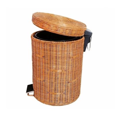 YANZHEXIN Bathroom Waste Basket Creative Imitation Rattan Woven Trash Can with Lid Pedal Hotel Living Room Bedroom Trash Can is an Indoor Wastebasket Kitchen Garbage Can (Size : Large)