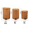 YANZHEXIN Bathroom Waste Basket Creative Imitation Rattan Woven Trash Can with Lid Pedal Hotel Living Room Bedroom Trash Can is an Indoor Wastebasket Kitchen Garbage Can (Size : Large) view 2