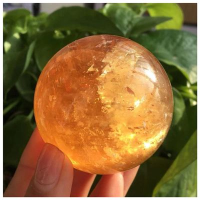 ZTBH Natural Meditation Crystal 50-55MM Natural Citrine Sphere, Home Decor Crystal Stone (Size : 60-65mm)