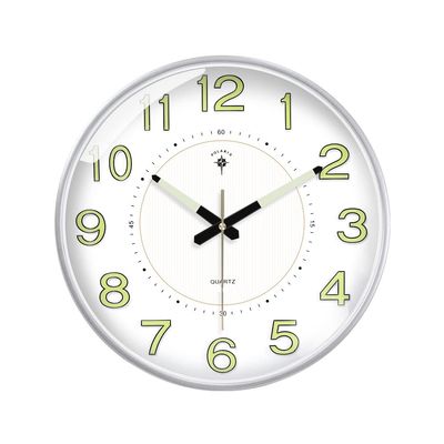 BcofoA Luminous Wall Clock Modern Creative Clock Bedroom Living Room Quartz Clock Round Calendar Silent Clock Wall Watch 14 inches (Color : Silver)