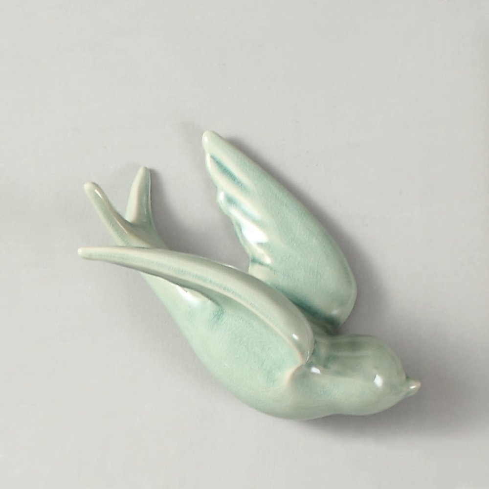 Artificial Handcrafted Ceramic Blue Swallow Animal Sculpture Wall Hanging Art Decor Home Office Wedding Gift
