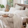 MooMee Bedding Sheet Set 100% Washed Cotton Linen Like Textured Breathable Durable Soft Comfy (Solid Off White, Queen) view 1