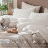 MooMee Bedding Sheet Set 100% Washed Cotton Linen Like Textured Breathable Durable Soft Comfy (Solid Off White, Queen) view 4