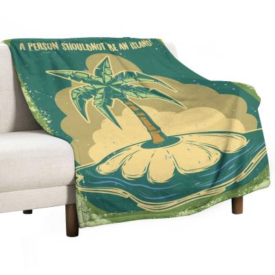 A Palm On Island Blanket Throw Flannel Warm Soft Comfortable Fluffy Plush Blankets Living Room Couch Sofa Bed Bedroom Decoration Home Decor 40"X50"