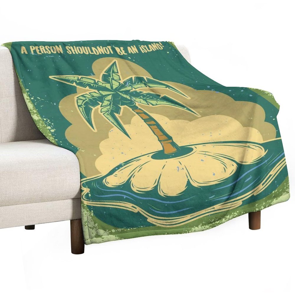 A Palm On Island Blanket Throw Flannel Warm Soft Comfortable Fluffy Plush Blankets Living Room Couch Sofa Bed Bedroom Decoration Home Decor 40"X50"