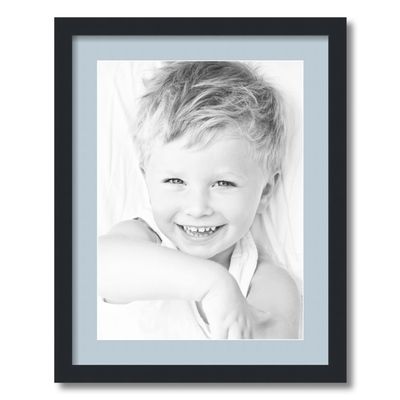 ArtToFrames 14x19 inch Satin Black Picture Frame with 2 Inch Single Baby Blue Mat, SingleMat-FRBW26079-14x19-860