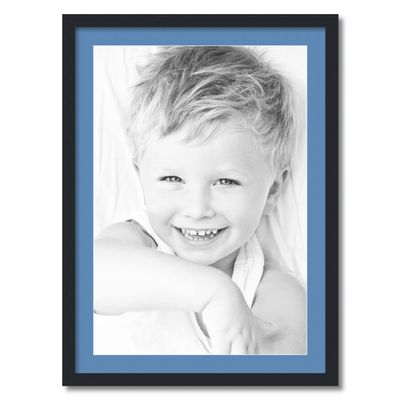 ArtToFrames 20x29 inch Satin Black Picture Frame with 2 Inch Single Liberty Blue Mat, SingleMat-FRBW26079-20x29-817