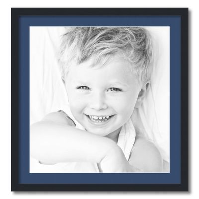 ArtToFrames 22x23 inch Satin Black Picture Frame with 2 Inch Single Delft Blue Mat, SingleMat-FRBW26079-22x23-885