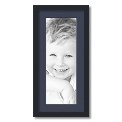 ArtToFrames 7x20 inch Satin Black Picture Frame with 2 Inch Single Blue Jay Mat, SingleMat-FRBW26079-7x20-586