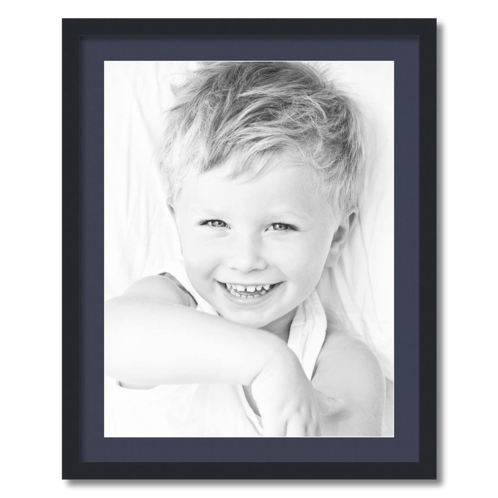 ArtToFrames 20x26 inch Satin Black Picture Frame with 2 Inch Single Blue Jay Mat, SingleMat-FRBW26079-20x26-586