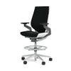 Steelcase Gesture 442 Stool Chair - Cogent: Connect Licorice Fabric, Wrapped Back, Light on Dark Frame, Polished Aluminum Base view 1