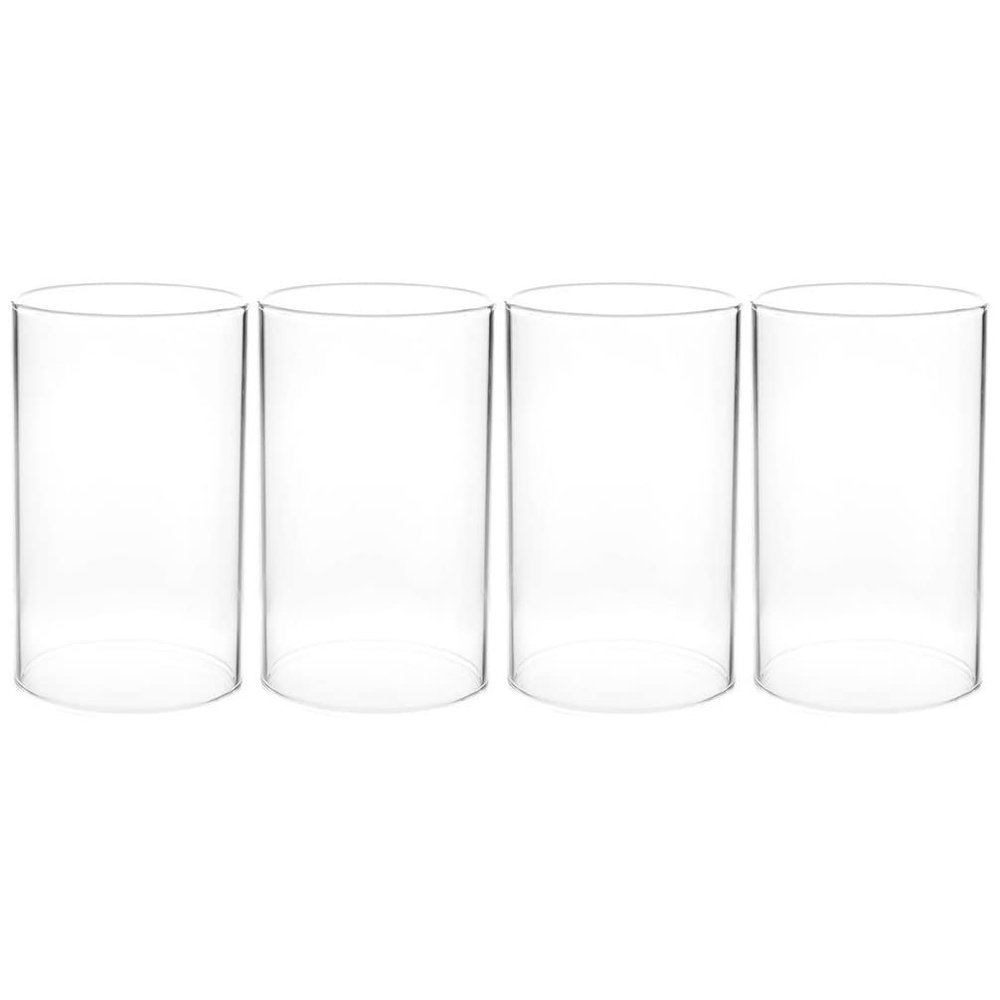 4PCS Clear Glass Candle Covers Candle Holder Glass Open Ended Candleholder Tube Shade for Candle Pendant Lights Chandelier 15X7CM