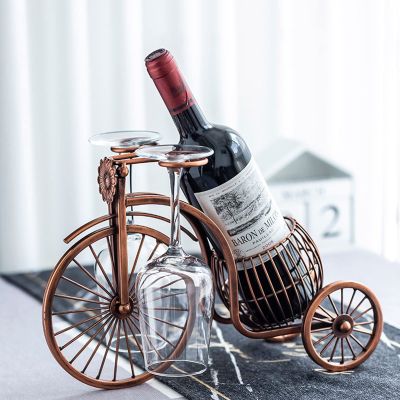 NWB Bicycle Bottle Rack,Stemware Racks Wine Glass Holder,Kitchen Bar Table Decoration Metal Drying Rack Cutlery Storage Rack,Bronze Wine Glass Rack