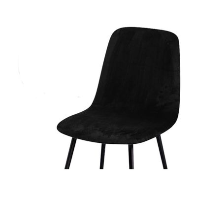 1/2/4/6 Velvet Short Back Chair Cover Stretch Slipcovers Elastic Seat Chair Covers Dining Room Bar Office Party Banquate,Velvet,Black,1 pc