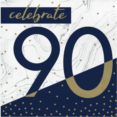 Baxters Party Bundle Milestone Birthday 90 Navy and Gold Luncheon Napkins, Pack of 64