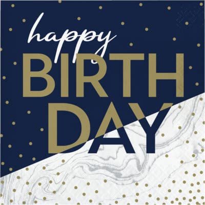 Baxters Party Bundle Milestone Birthday Navy and Gold Luncheon Napkins, Pack of 64