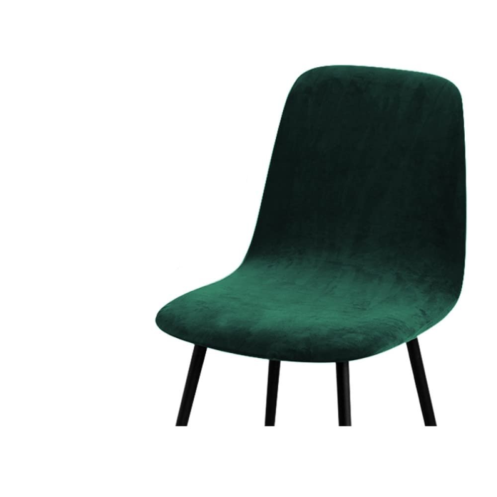 1/2/4/6 Velvet Short Back Chair Cover Stretch Slipcovers Elastic Seat Chair Covers Dining Room Bar Office Party Banquate,Velvet,Dark Green,1 pc