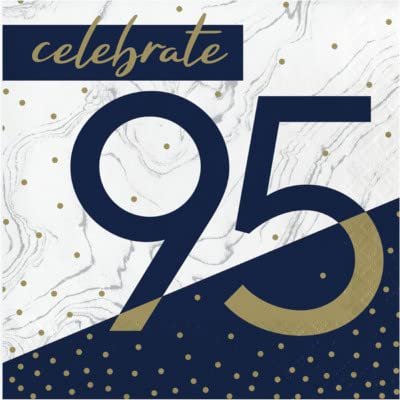 Baxters Party Bundle Milestone Birthday 95 Navy and Gold Luncheon Napkins, Pack of 64