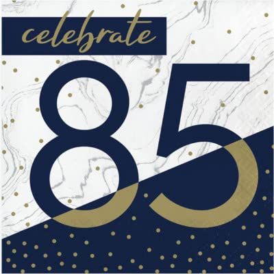 Baxters Party Bundle Milestone Birthday 85 Navy and Gold Luncheon Napkins, Pack of 64