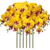 FagusHome 32 Inch Artificial Phalaenopsis Flowers 6 Pcs Artificial Orchid Flowers Stem Plants for Home Dcor (Yellow Piebald) view 1