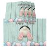 MACONAA Easter Placemats for Dining Table Set of 6, Funny Easter Bunny Placemat Cotton Linen Place Mats for Kitchen/Dining, Non Slip, Washable Easter Eggs Table Mats Green Wood Plank view 1