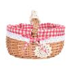 Woven Flower Basket Rattan Picnic Basket with Liner and Handle Oval Wicker Linen Floral Storage Basket Easter Eggs Holder Toy Tote for Easter Holiday Camping Home Decor Woven Planter view 1