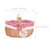 Woven Flower Basket Rattan Picnic Basket with Liner and Handle Oval Wicker Linen Floral Storage Basket Easter Eggs Holder Toy Tote for Easter Holiday Camping Home Decor Woven Planter view 4