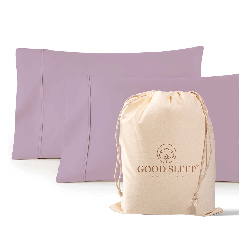 1000 TC Lavender Standard Pillowcases Set of 2 100% Egyptian Cotton Pillow Cases with Long Staple Cotton & Sateen Weave, Silky Soft Hotel - Like Bed Pillow Covers for Comfy Sleeping, Snug Fit