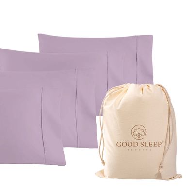 1000 TC Lavender King Pillowcases Set of 4 100% Egyptian Cotton Pillow Cases with Long Staple Cotton & Sateen Weave, Silky Soft Hotel - Like Bed Pillow Covers for Comfy Sleeping, Snug Fit