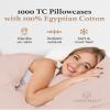 1000 TC Blush King Pillowcases Set of 4 100% Egyptian Cotton Pillow Cases with Long Staple Cotton & Sateen Weave, Silky Soft Hotel - Like Bed Pillow Covers for Comfy Sleeping, Snug Fit view 4