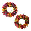 IUIBMI 20 Inches Artificial Tulip Wreath Silk Tulip Floral Wreath for Front Door Spring Flower Wreath with Green Leaves for Window Wall Hanging Valentines Day Summer Wedding Welcome Decor 1 view 4