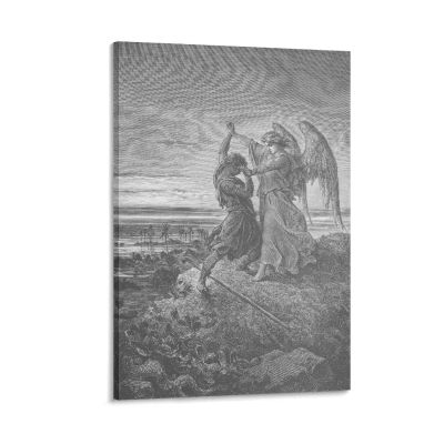 20 Masterpieces by Gustave Dore - Jacob Wrestling with The Angel Canvas Art Poster and Wall Art Picture Print Modern Family Bedroom Decor Posters 28x42inch(70x105cm)