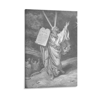20 Masterpieces by Gustave Dore - Moses Showing The Ten Commandments Poster Decorative Painting Canvas Wall Art Living Room Posters Bedroom Painting 28x42inch(70x105cm)