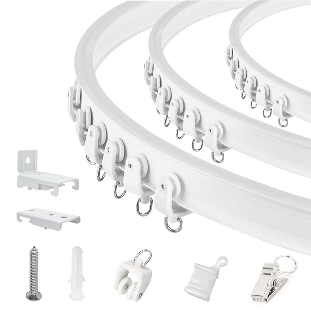 TOKPLNU Ceiling Curtain Track Flexible Bendable Curtain Track Wall Mount Curved 10Ft Ceiling Track for Curtains Rail Track Set System for Bay Window Room Divider RV