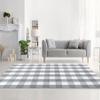 MUBIN Cotton Buffalo Plaid Rug, 4' x 6' Gray White Outdoor Rug Decorative Mat, Washable Large Doormat Hand-Woven Foldable Area Rug for Outdoor Patio Indoor Living Room Dining Room Kitchen view 3
