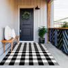 MUBIN Cotton Buffalo Plaid Rug, 4' x 6' Black and White Outdoor Rug Decorative Mat, Washable Large Doormat Hand-Woven Foldable Area Rug for Outdoor Patio Indoor Living Room Dining Room Kitchen view 1