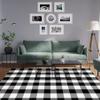 MUBIN Cotton Buffalo Plaid Rug, 4' x 6' Black and White Outdoor Rug Decorative Mat, Washable Large Doormat Hand-Woven Foldable Area Rug for Outdoor Patio Indoor Living Room Dining Room Kitchen view 3