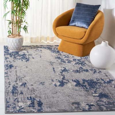 SAFAVIEH Meadow Collection Accent Rug - 3'3" x 5', Grey & Blue, Modern Abstract Design, Non-Shedding & Easy Care, Ideal for High Traffic Areas in Entryway, Living Room, Bedroom (MDW178G)