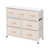AZL1 Life Concept Storage Organizer 7-Drawer Closet Shelves, Sturdy Steel Frame Wood Top with Easy Pull Fabric Bins for Clothing, Ivory view 1