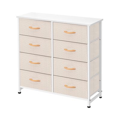 AZL1 Life Concept Storage Dresser Furniture Unit-Tall Standing Organizer for Bedroom, Office, Living Room, and Closet-8 Slim Drawer Removable Fabric Bins, Ivory