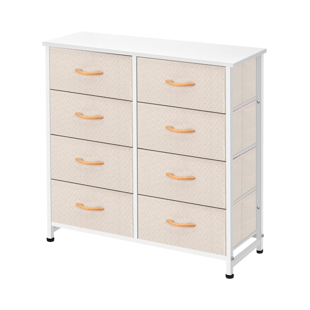 AZL1 Life Concept Storage Dresser Furniture Unit-Tall Standing Organizer for Bedroom, Office, Living Room, and Closet-8 Slim Drawer Removable Fabric Bins, Ivory