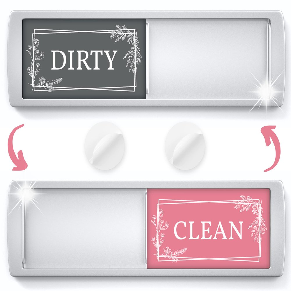 ASSURED SIGNS Dishwasher Magnet Clean Dirty Sign 7 x 2 Inch, Premium Build