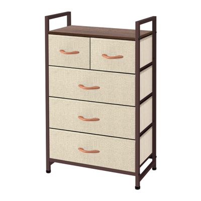 AZL1 Life Concept Fabric 5 Drawers Organizer Unit Easy Assembly Vertical Dresser Storage Tower for Closet, Bedroom, Entryway, Beige