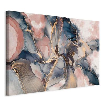artgeist Canvas Wall Art Print Abstract 24x16 in - 1pcs Home Decor Framed Stretched Picture Photo Painting Artwork Modern Art Image - Marble Look Paint Stains Blue rosa f-C-0493-b-a